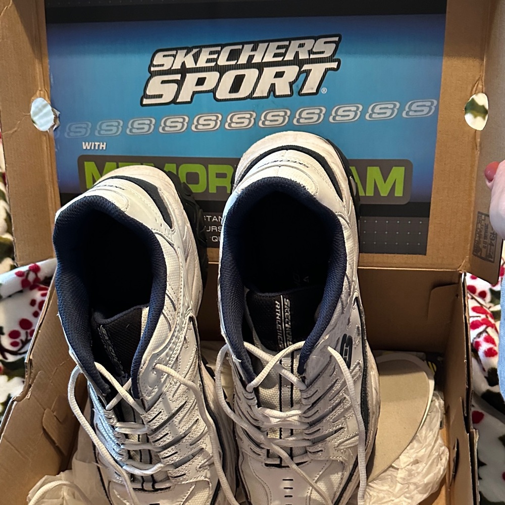 Skechers Sport White and Navy Sneakers